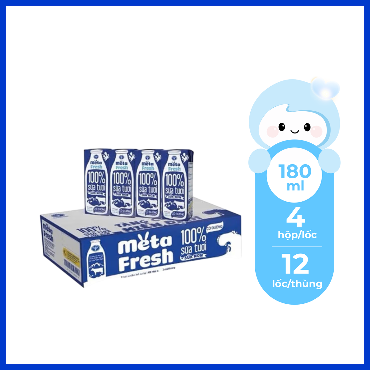 Sữa tươi có đường Nutricare MetaFresh 4x180ml (Thùng 12 lốc)