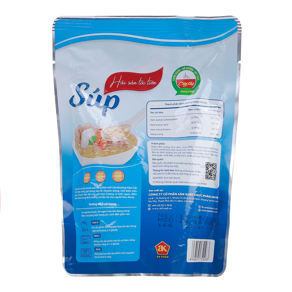 Súp hải sản Tóc Tiên Cây Thị cho bé 1Y+ (260g) - mặt trái