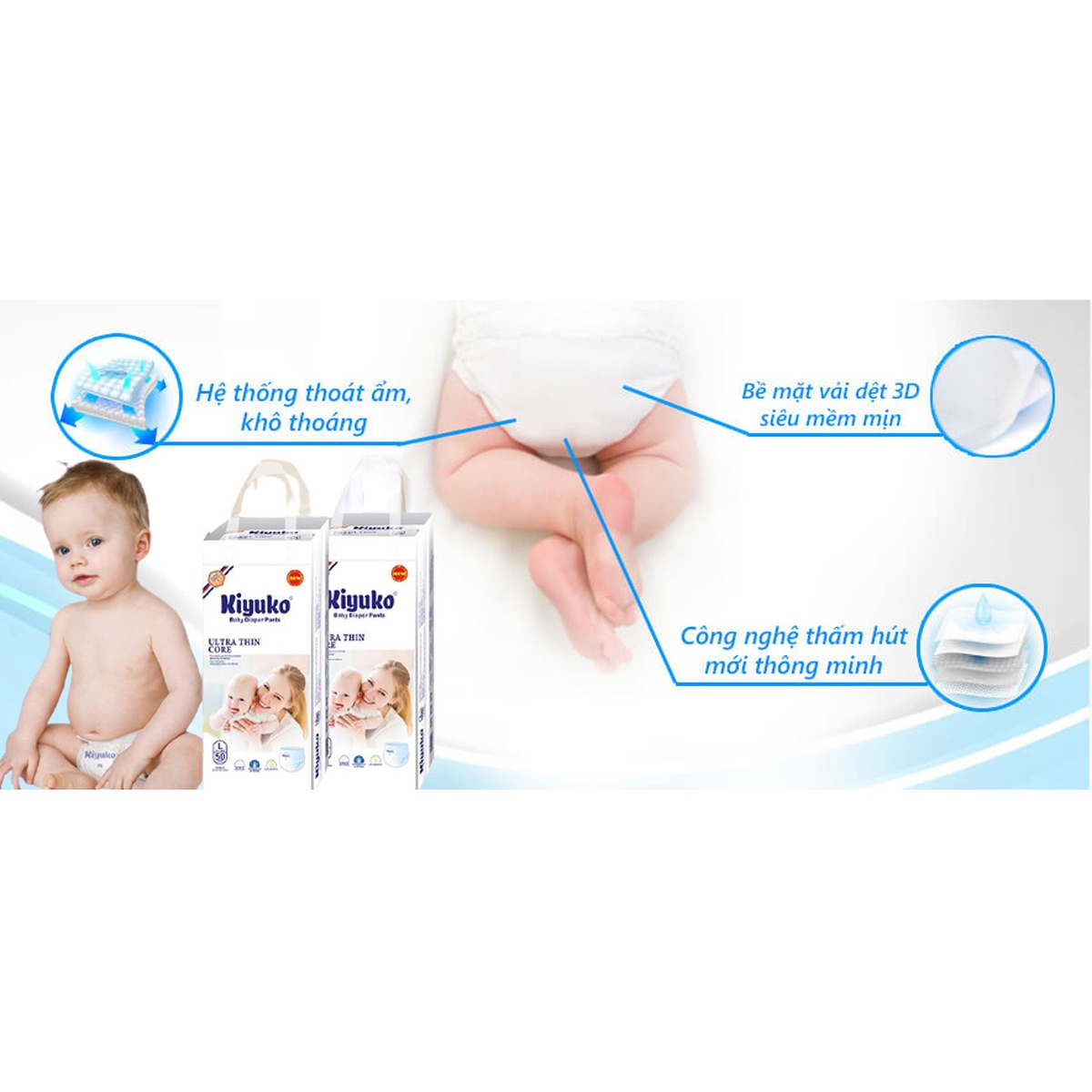 Tã - Bỉm quần Kiyuko size L 50 miếng (cho bé từ 9-  14 kg) - mặt phải