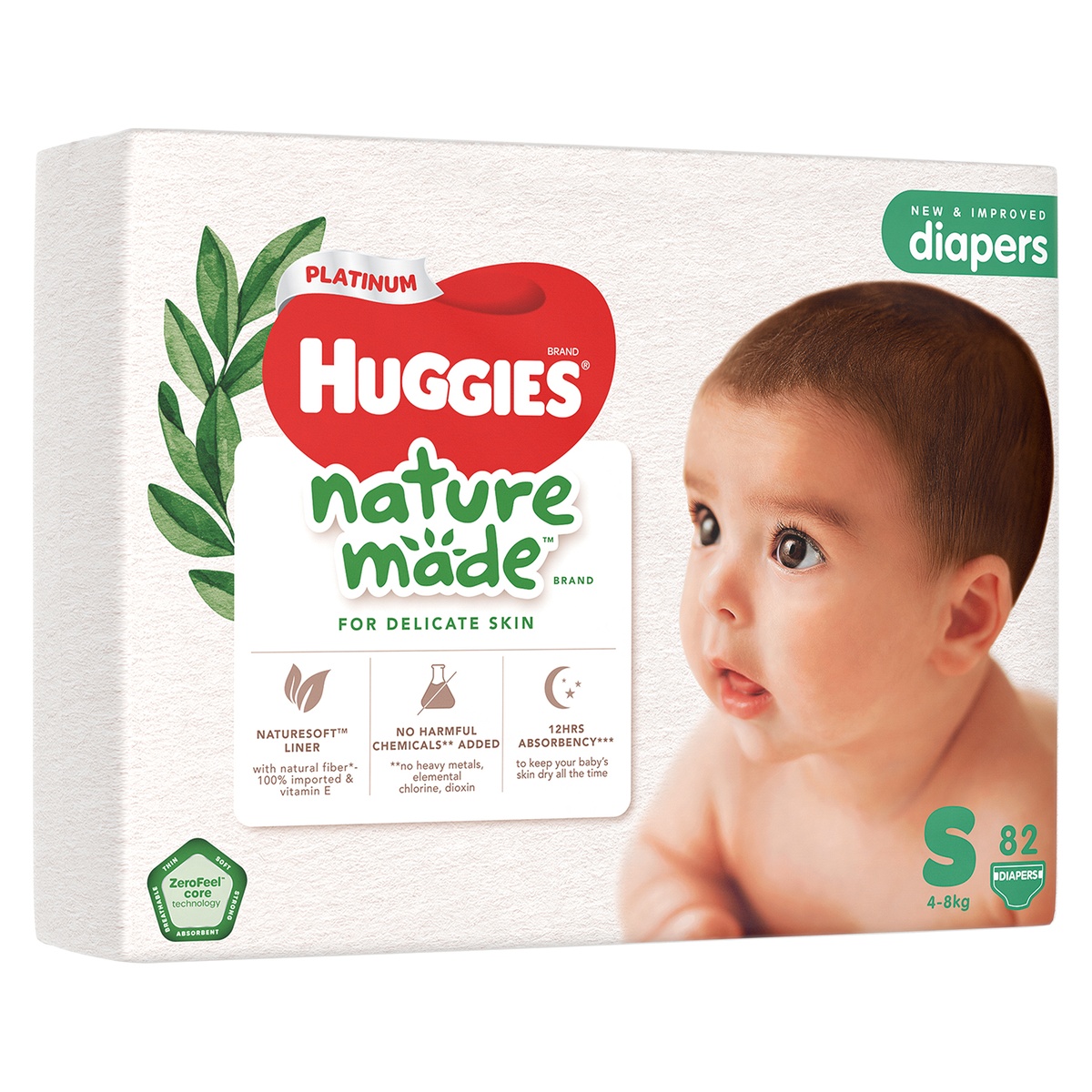 Tã dán Huggies Nature Made size S (82 miếng cho bé từ 4-8kg) - mặt trái
