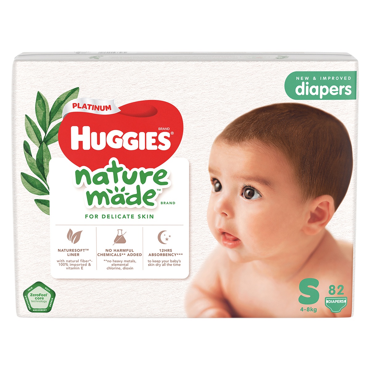 Tã dán Huggies Nature Made size S (82 miếng cho bé từ 4-8kg) - mặt phải