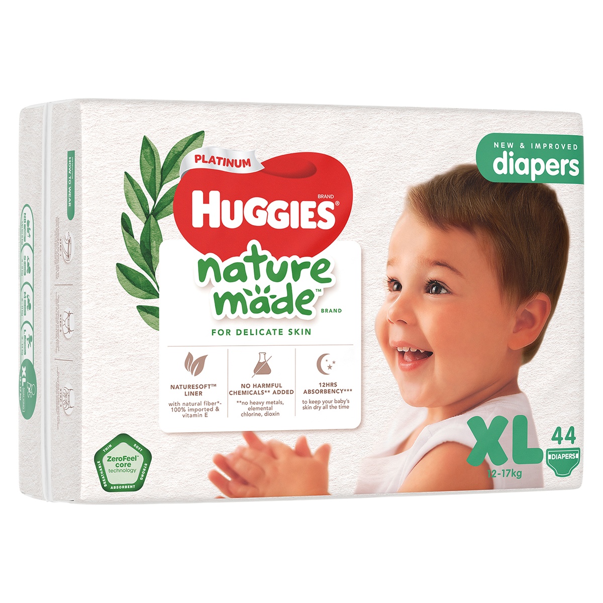 Tã dán Huggies Nature size XL 44 miếng (Cho bé 12-17kg) - mặt trái