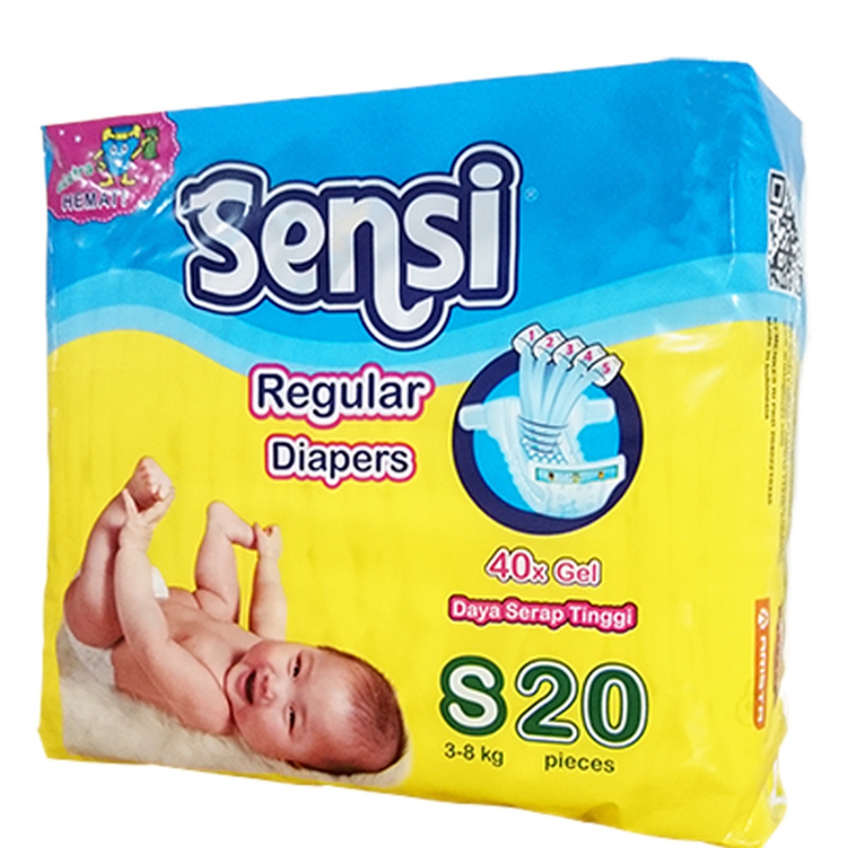 Tã dán Sensi Regular S20 (3 - 8Kg) - mặt trái
