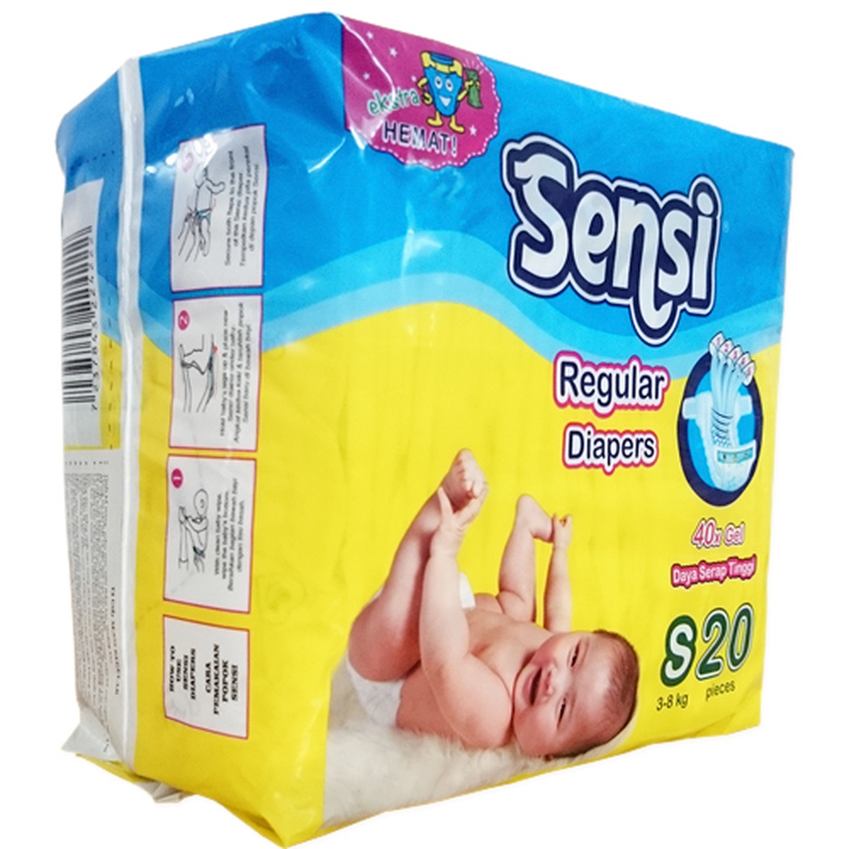 Tã dán Sensi Regular S20 (3 - 8Kg) - mặt phải