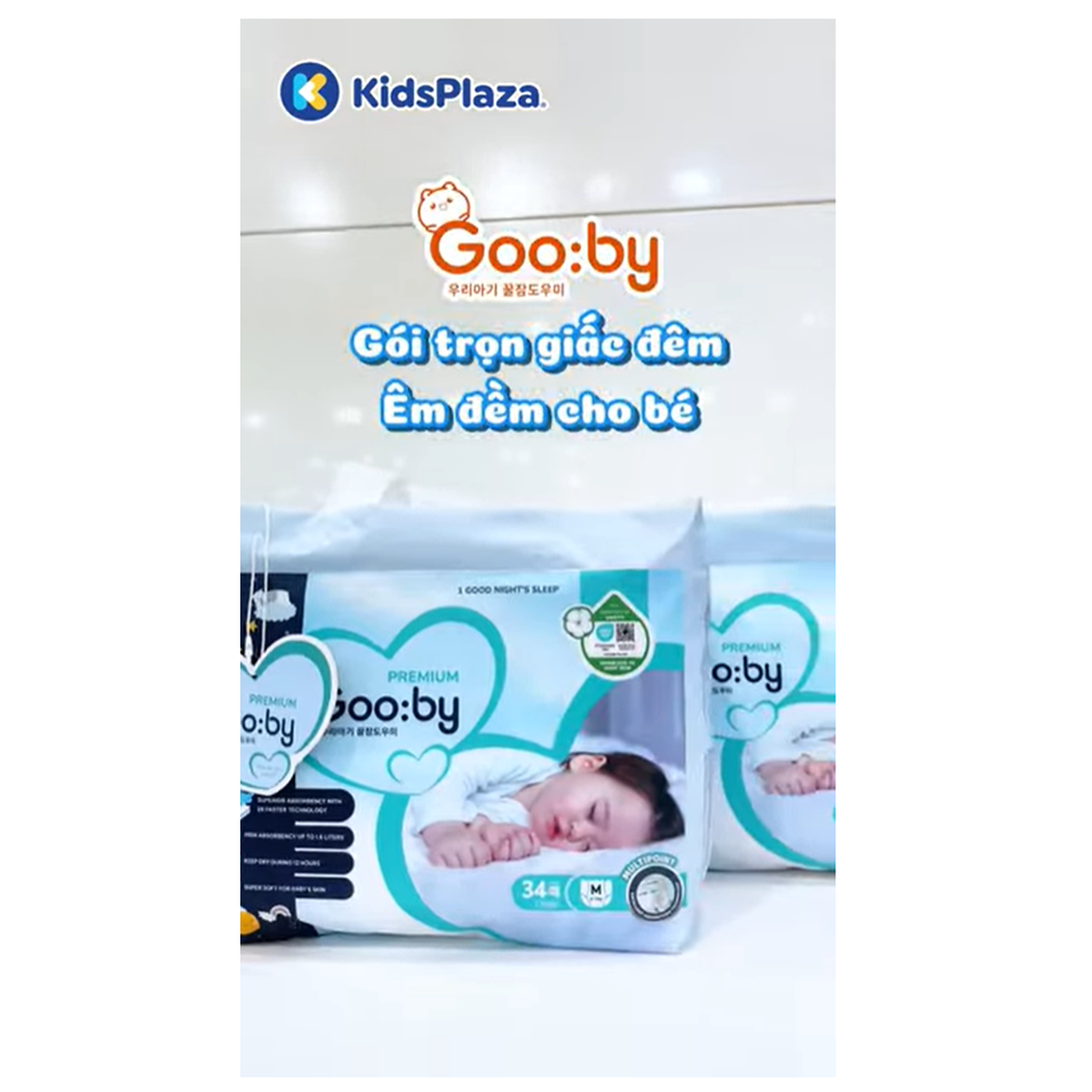 Bỉm - Tã quần Gooby Premium size M 34 miếng (cho bé 6 - 11kg) - video