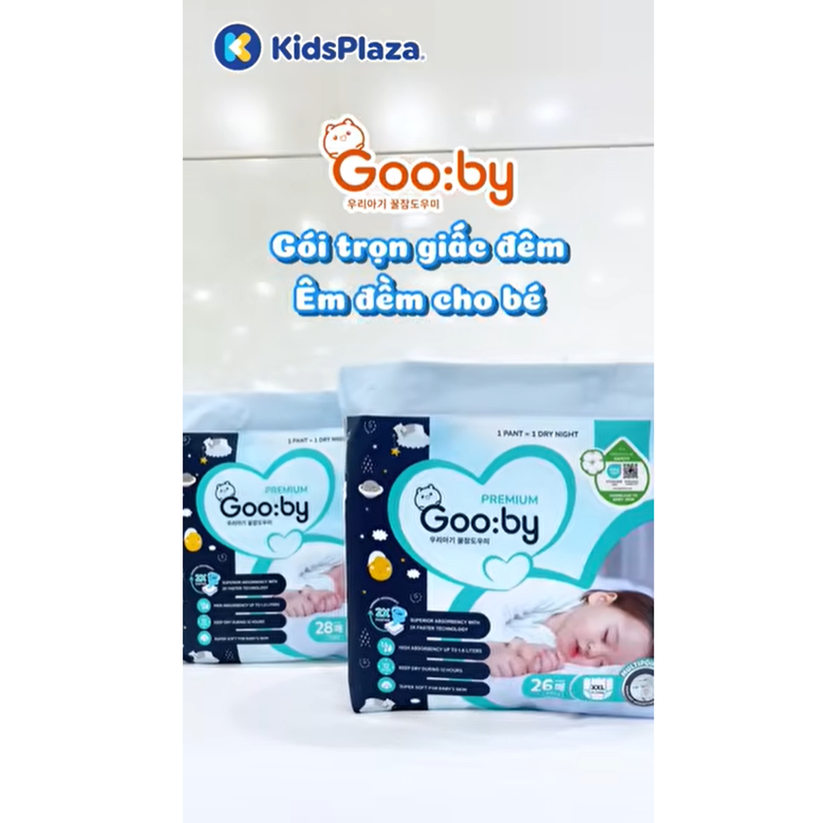 Bỉm - Tã quần Gooby Premium size XXL 26 miếng (cho bé trên 14 - 20kg) - video