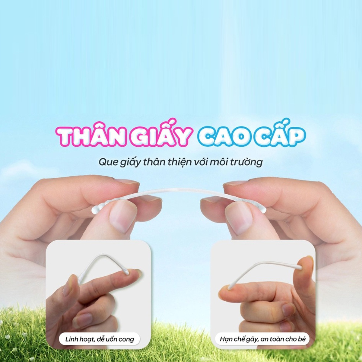 Tăm bông 2 đầu xoắn và dẹt Dr Papie 200 que - mặt sau