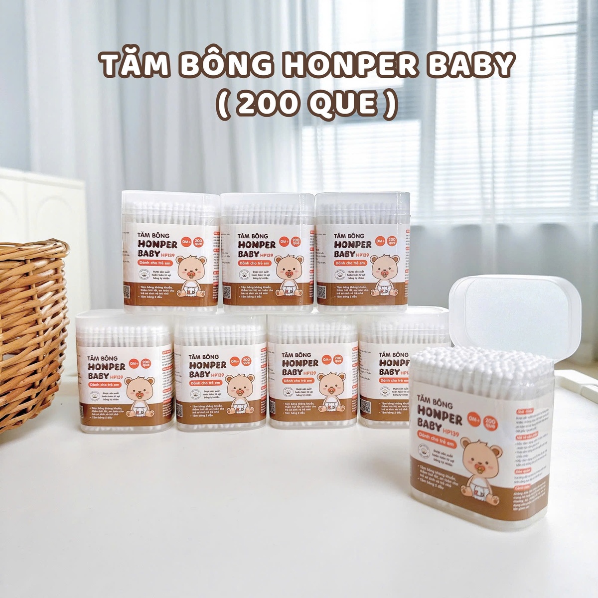 Tăm bông Honper HP-139 200 que - góc nghiêng