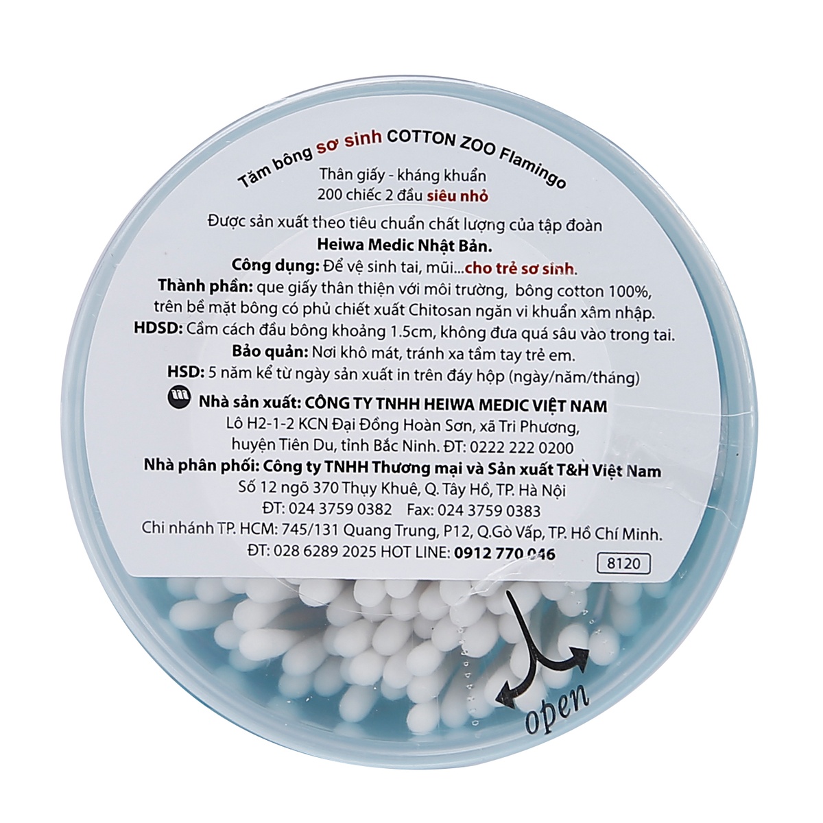 Tăm bông Cotton Zoo Hạc 200 que - mặt sau