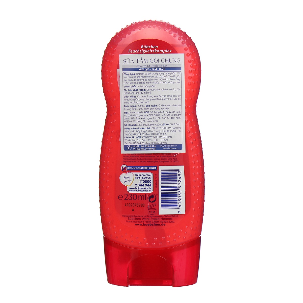 Tắm gội 2 in 1 Bubchen hương dâu - mặt phải