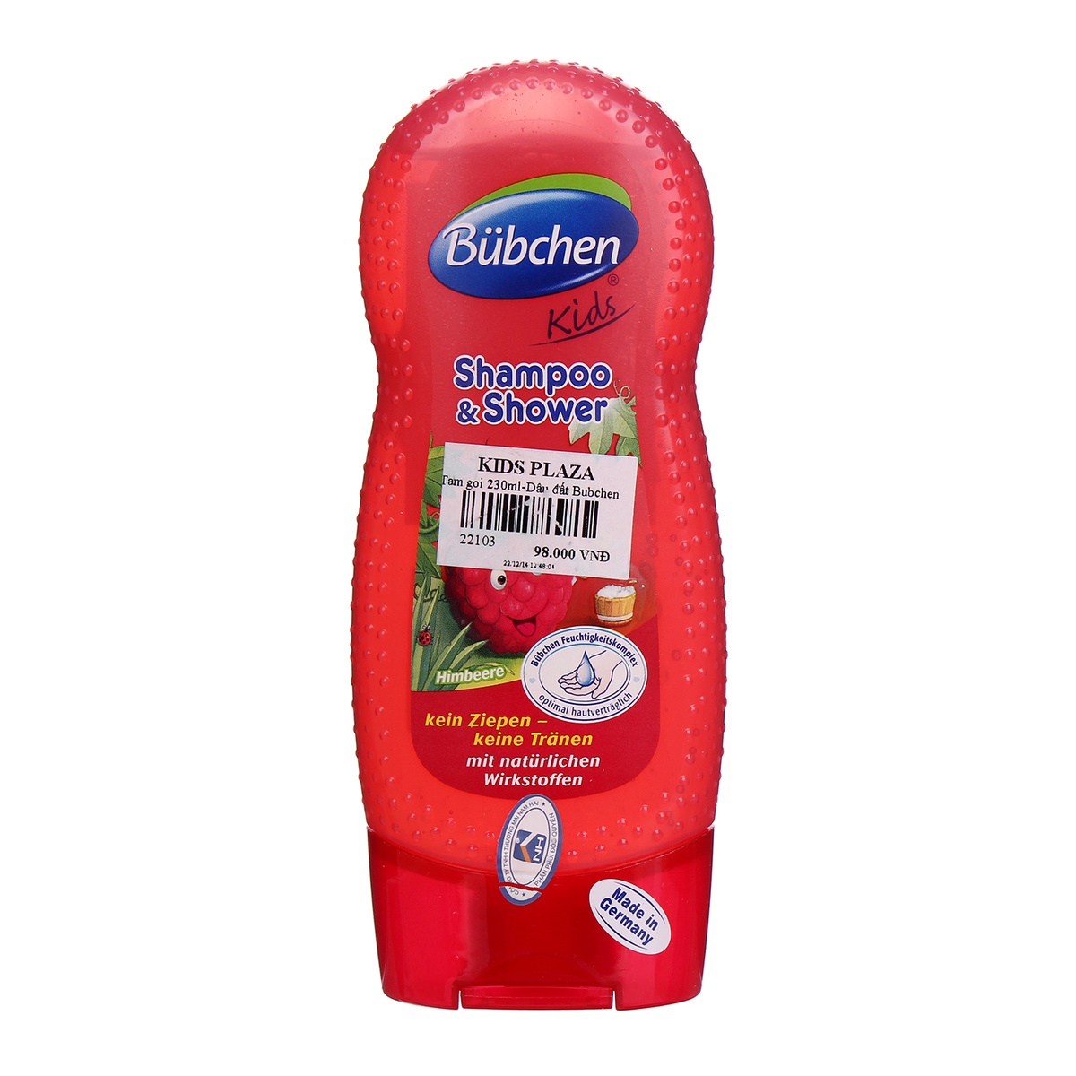 Tắm gội 2 in 1 Bubchen hương dâu - mặt trái
