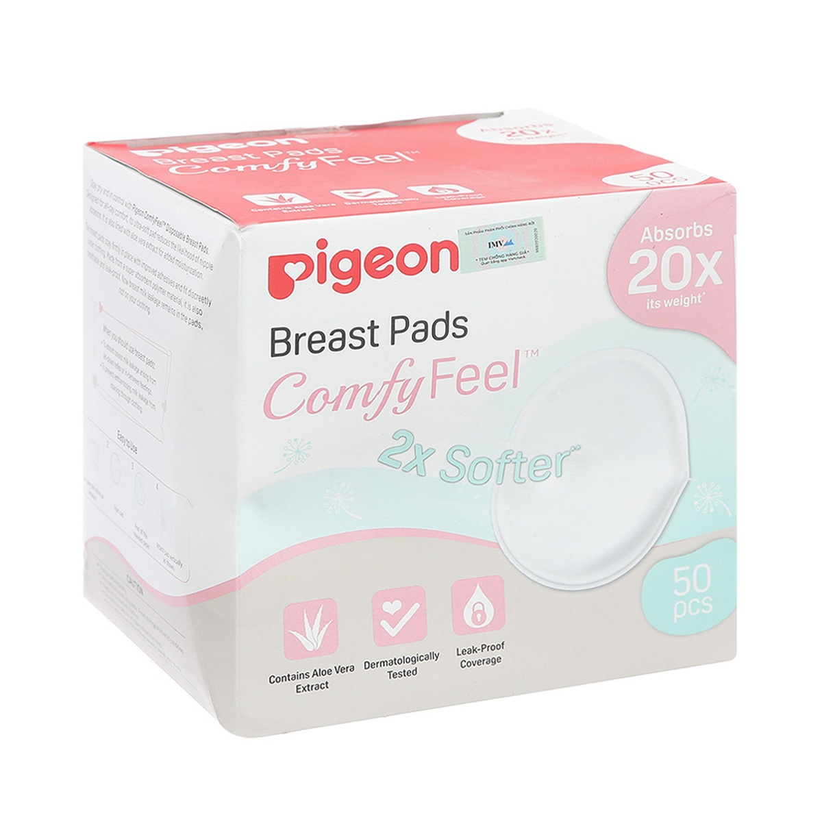 Tấm lót thấm sữa Pigeon nha đam 50pcs - mặt trái