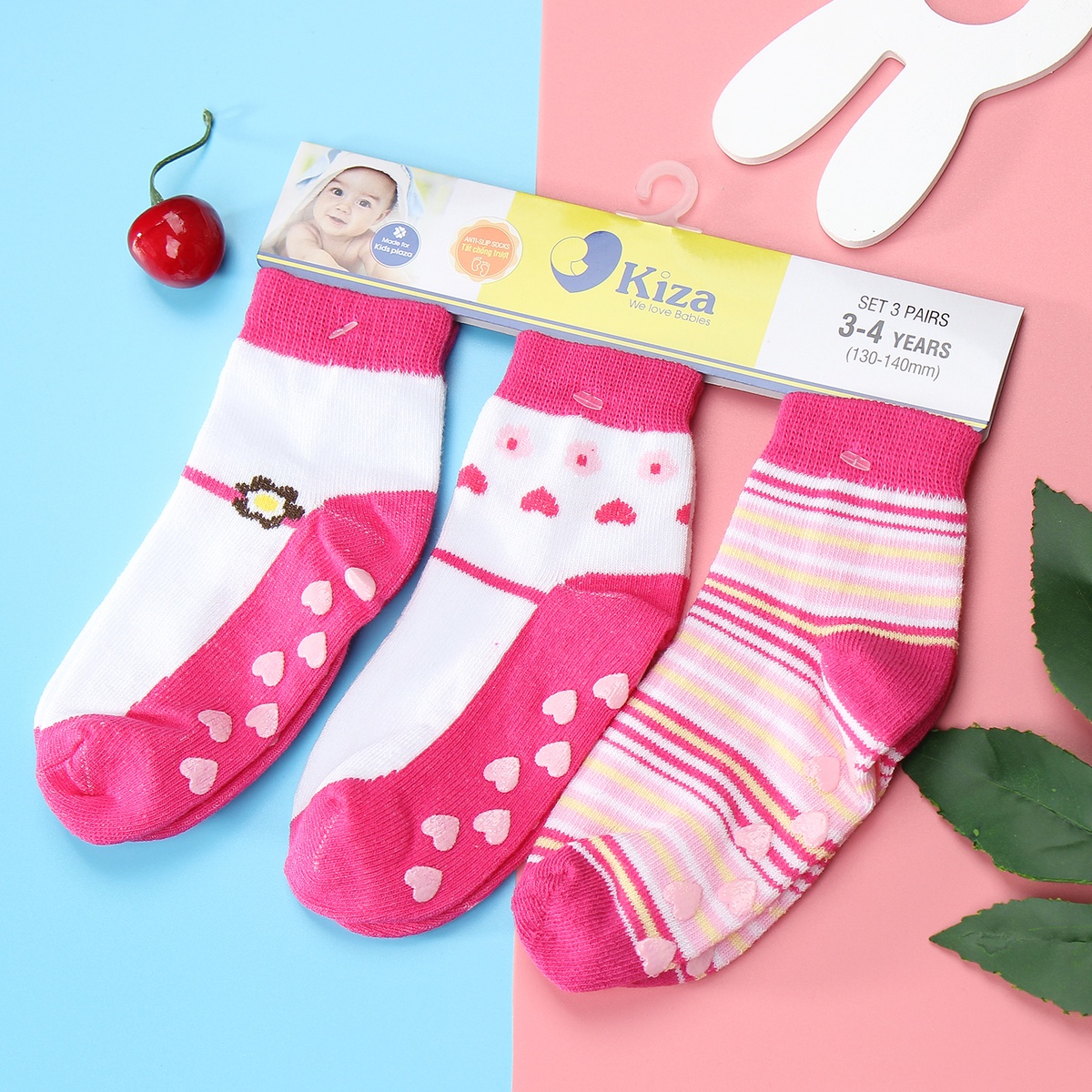 Tất chống trơn sơ sinh Kiza 2018bss-541 set 3 đôi (6M-5Y)