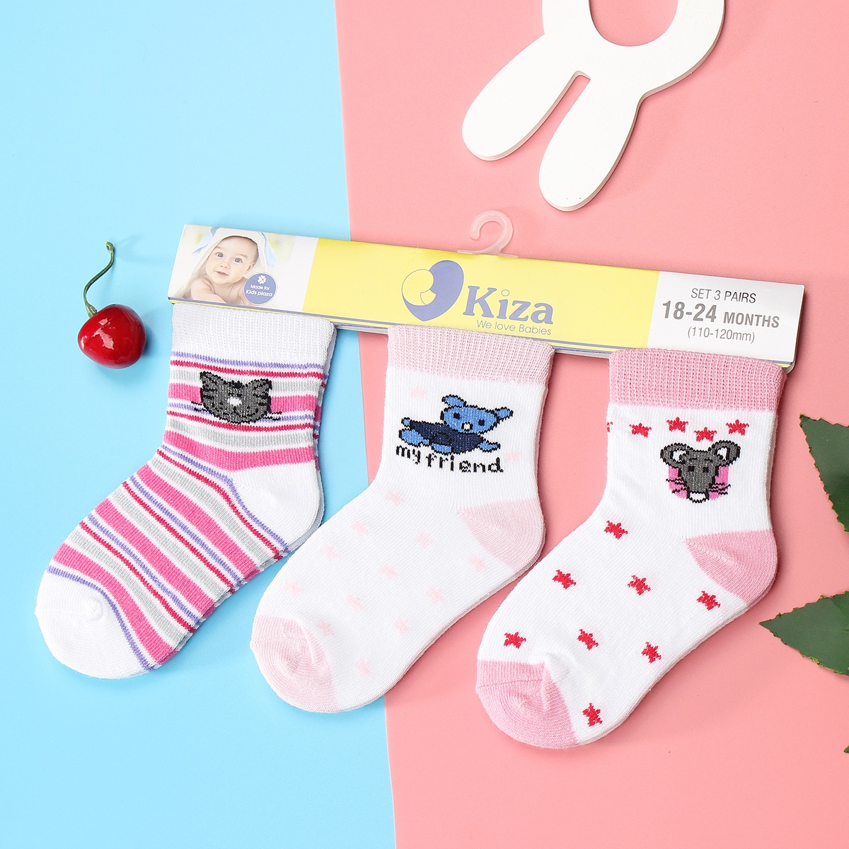 Tất sơ sinh Kiza 2018bss-565 set 3 đôi (6M-5Y)