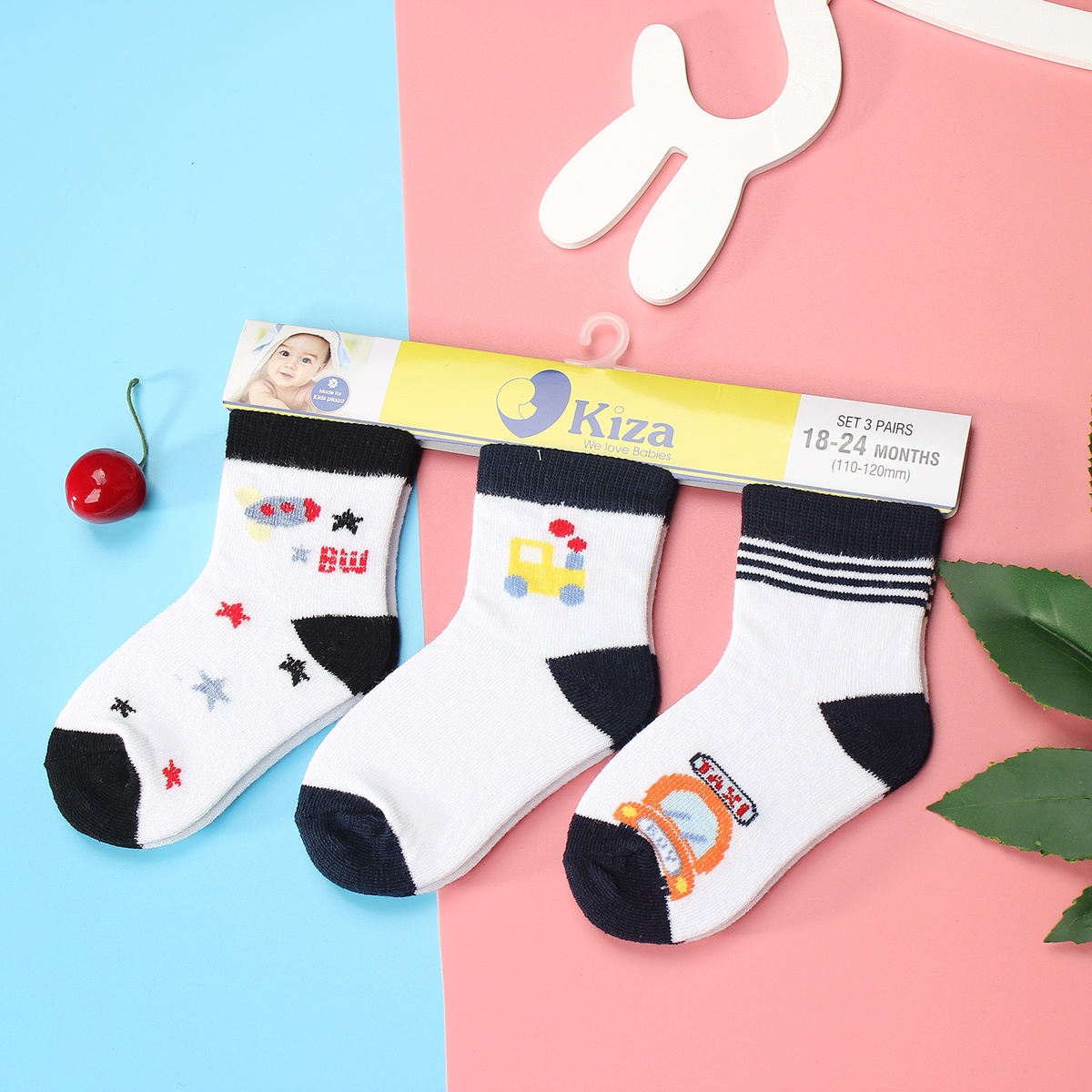 Tất sơ sinh Kiza 2018bss-576 set 3 đôi (6-24M) - mặt trái