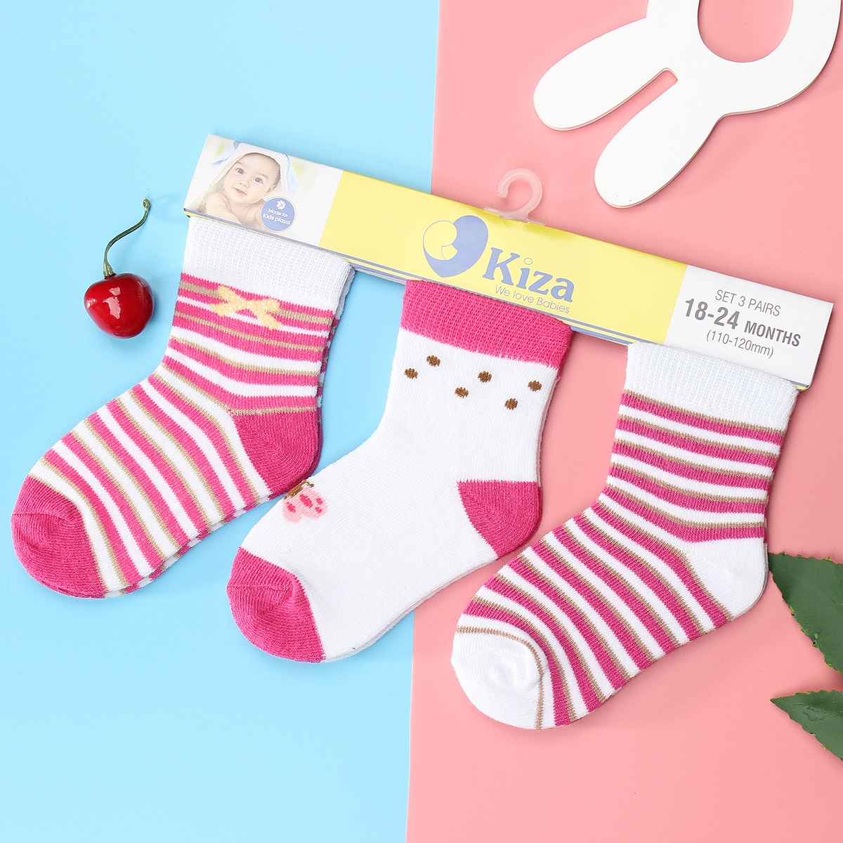 Tất sơ sinh Kiza 2018bss-546 set 3 đôi (6-24M)