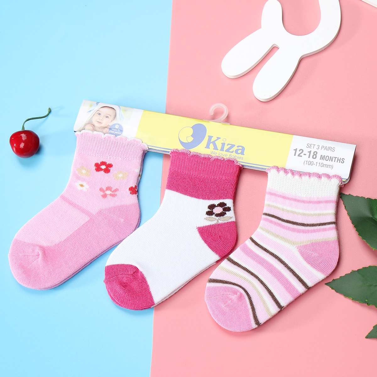 Tất sơ sinh Kiza 2018bss-551 set 3 đôi (6-24M)