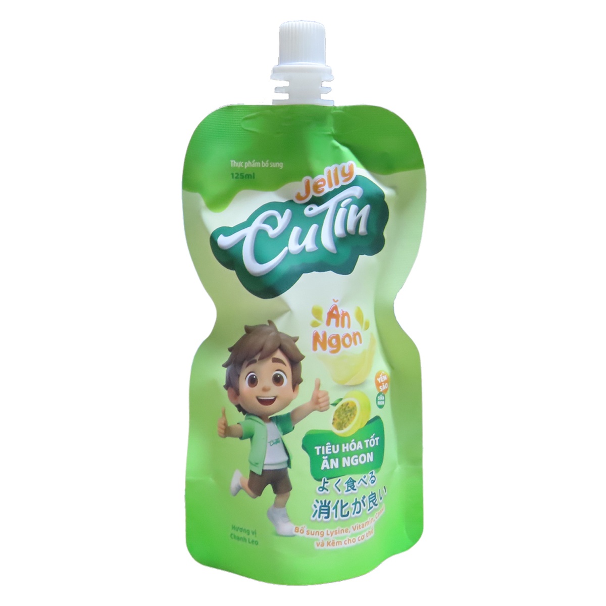 Thạch ăn ngon Jelly Cutin vị chanh leo 125ml - mặt trái