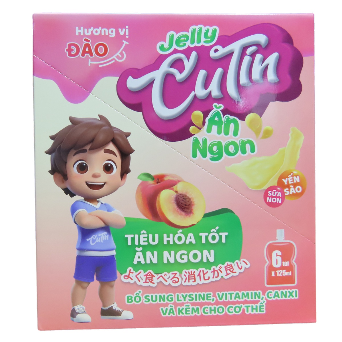 Thạch ăn ngon Jelly Cutin vị đào 125ml - mặt trái