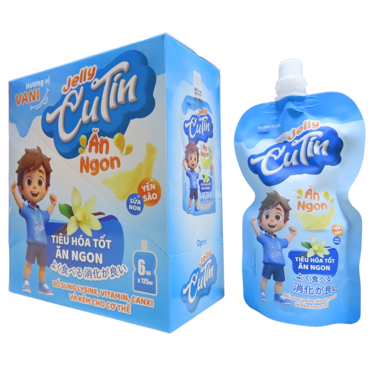 Thạch ăn ngon Jelly Cutin vị Vani 125ml - mặt sau