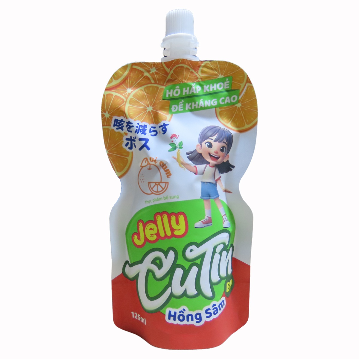 Thạch hồng sâm Jelly Cutin vị cam 125ml - mặt trái