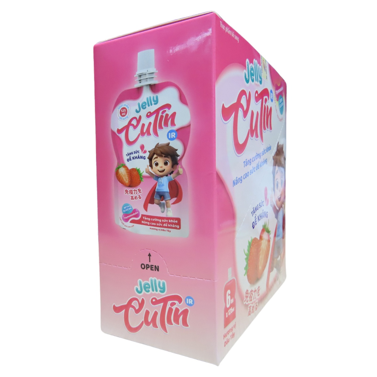 Thạch tăng sức đề kháng Jelly Cutin IR vị dâu 125ml - mặt sau