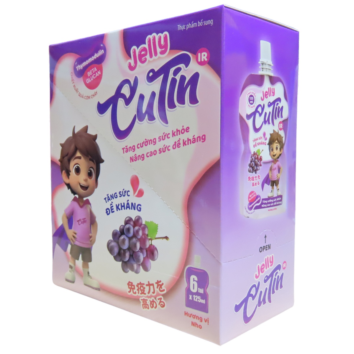 Thạch tăng đề kháng Jelly Cutin vị nho 125ml - góc nghiêng
