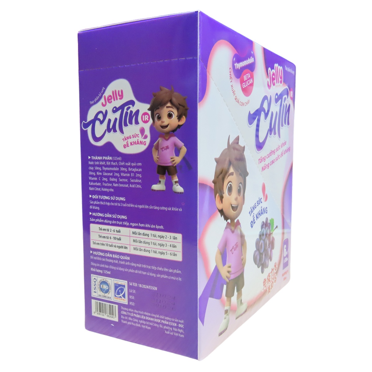 Thạch tăng đề kháng Jelly Cutin vị nho 125ml - mặt sau
