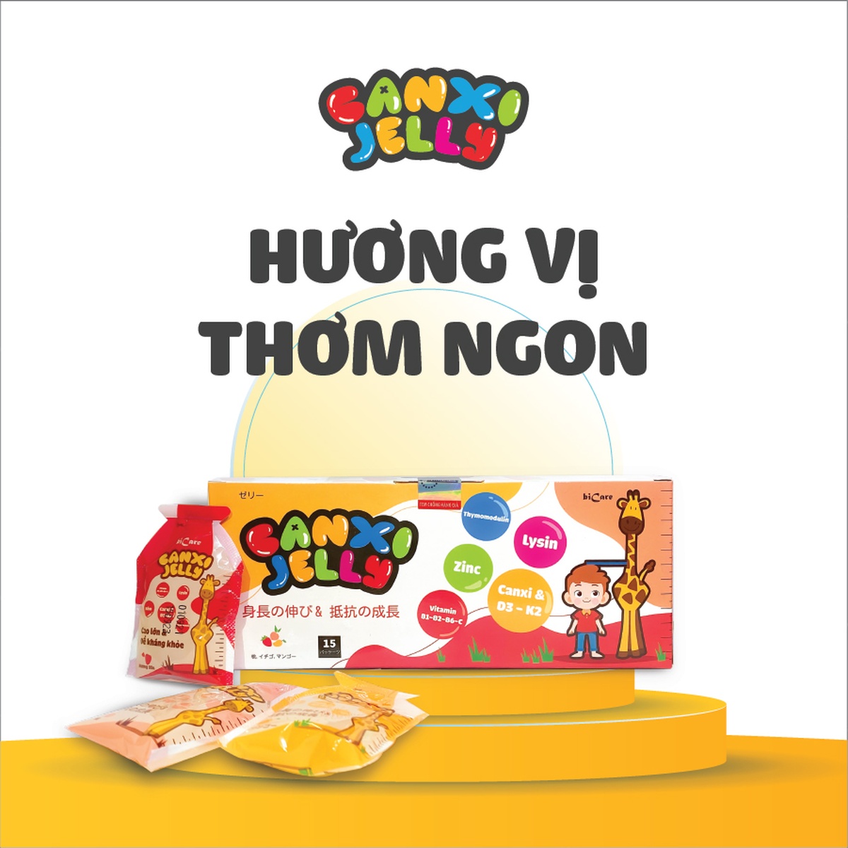 Thạch trái cây Canxi Jelly 3 vị 15 gói - mặt phải