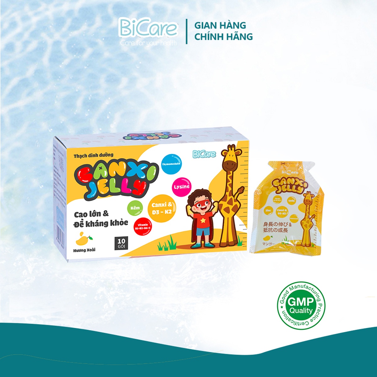 Thạch trái cây Canxi Jelly vị xoài 10 gói - mặt trái