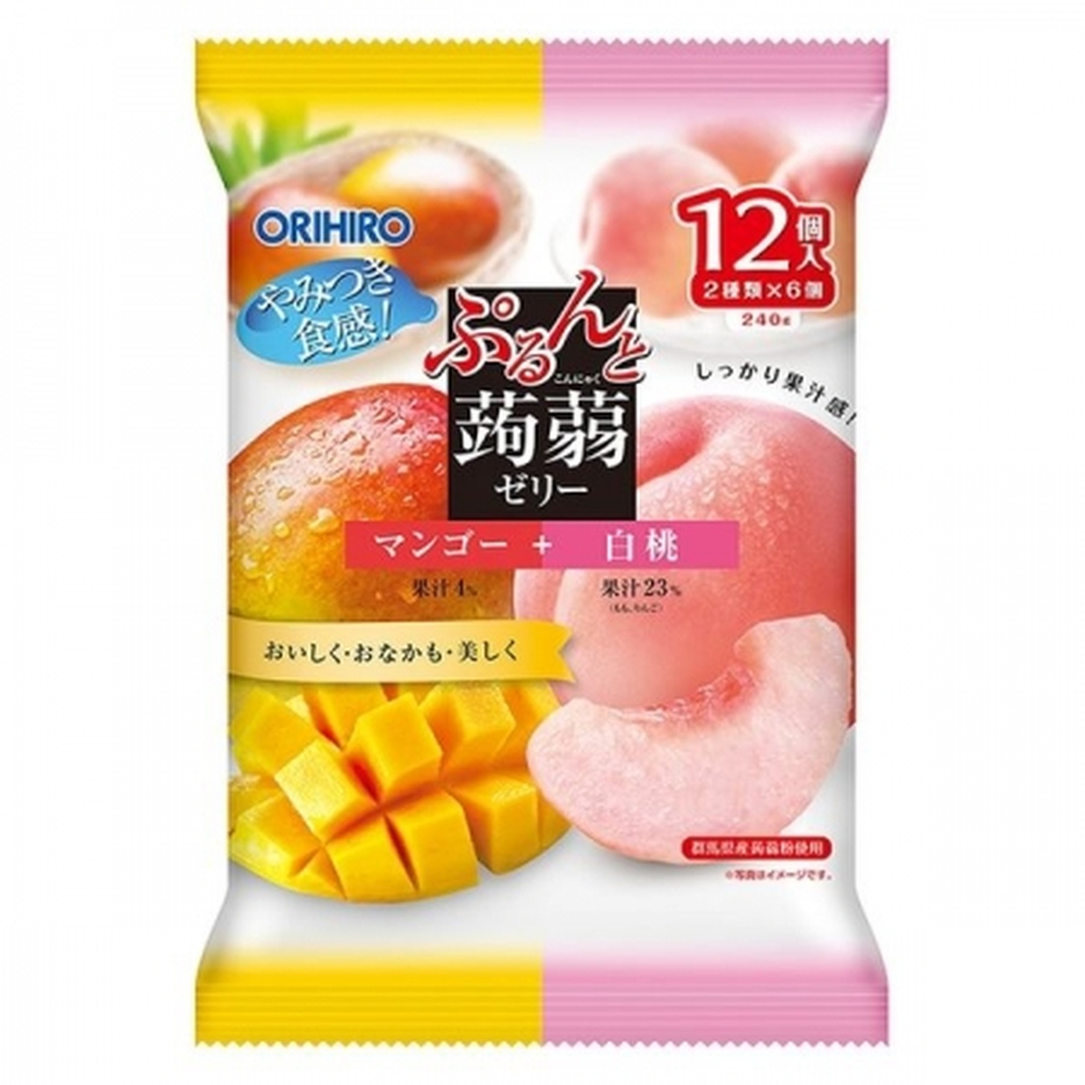 Thạch trái cây Orihiro mix vị xoài và đào  - mặt trước
