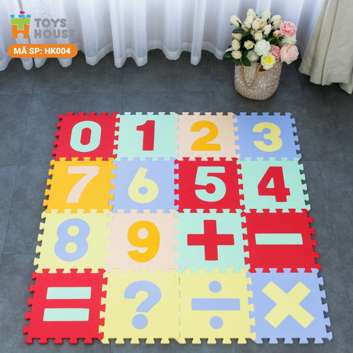 Thảm xốp ghép sàn ToysHouse 16 tấm chữ số INF319 HK004  - mặt trái