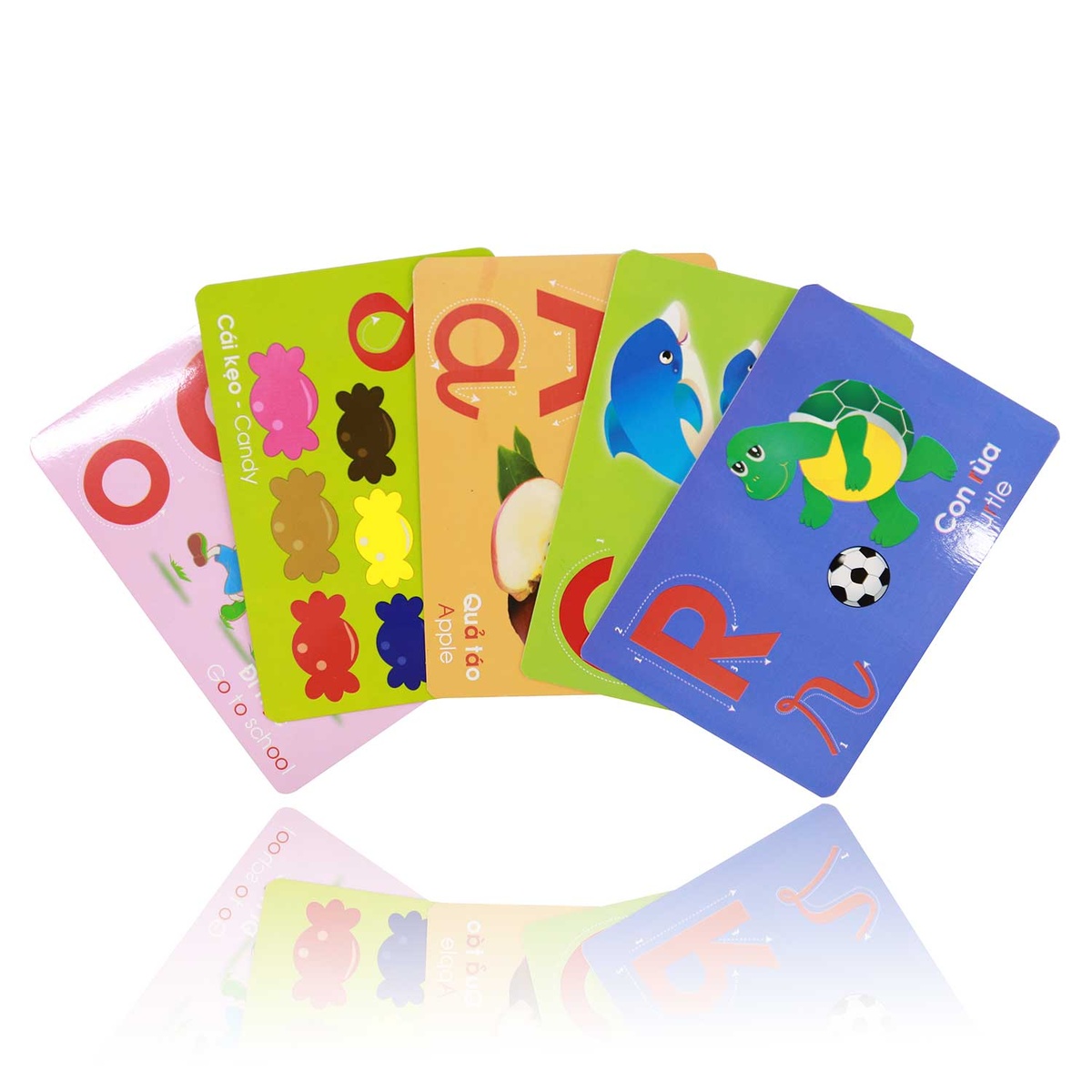 Thẻ FlashCard thông minh - Bé tô màu chữ cái tiếng Việt ABC, 123 - mặt trái
