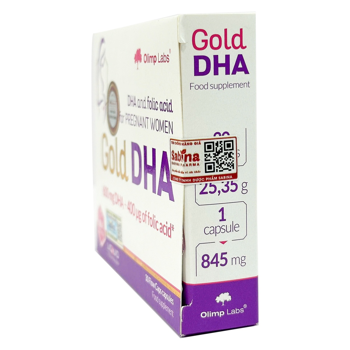 Thực phẩm bảo vệ sức khỏe Gold DHA bổ sung DHA cho bà bầu (30 viên) - mặt phải