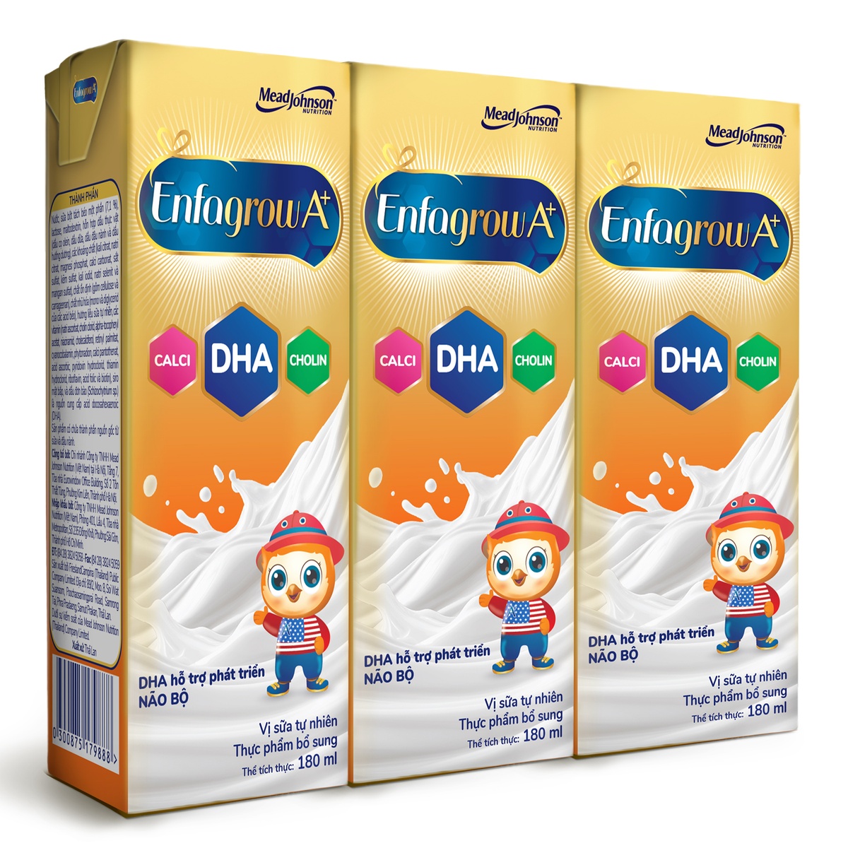 Thực phẩm bổ sung Enfagrow A+ DHA vị tự nhiên 180mlx3 - mặt trái