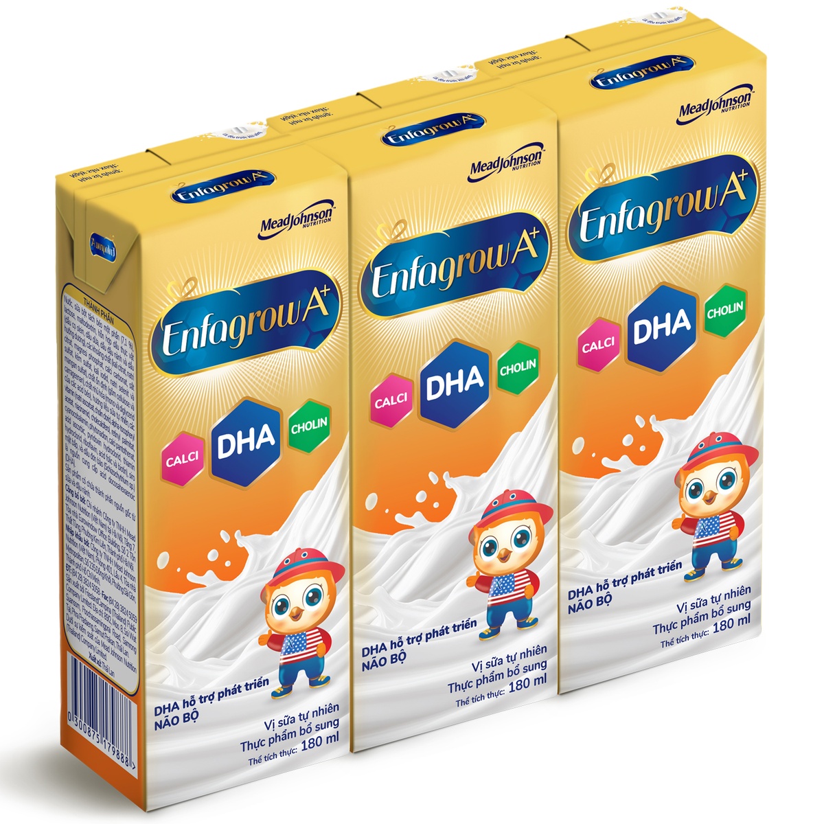 Thực phẩm bổ sung Enfagrow A+ DHA vị tự nhiên 180mlx3 - mặt sau