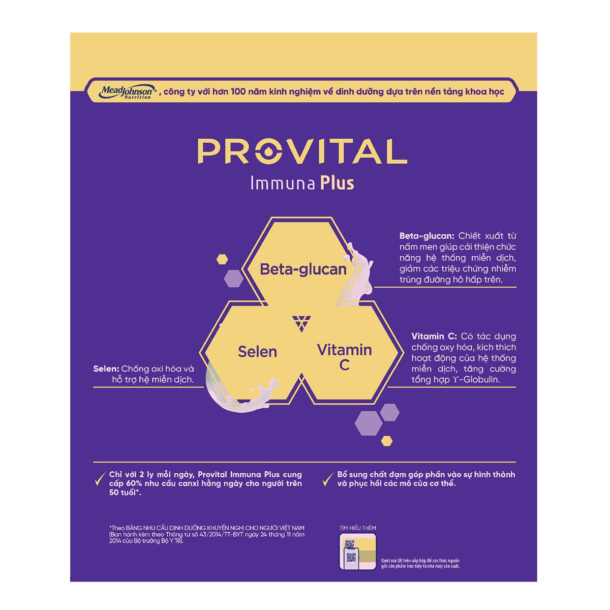 Thực phẩm bổ sung Provital Immuna Plus 480g - mặt sau