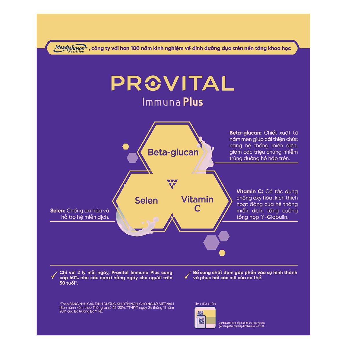 Thực phẩm bổ sung Provital Immuna Plus 960g - mặt sau