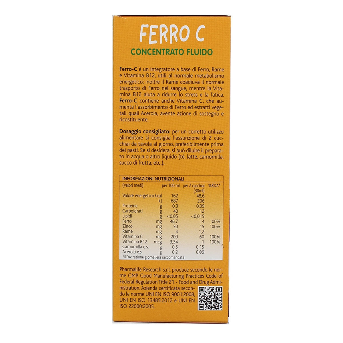Thực phẩm bảo vệ sức khỏe Ferro C - mặt phải
