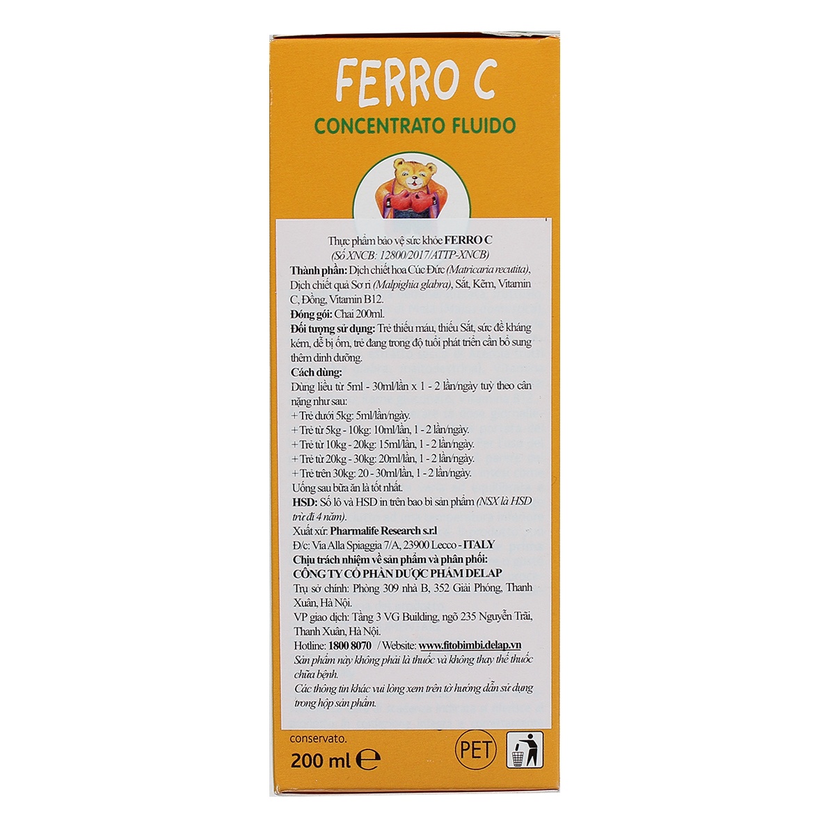 Thực phẩm bảo vệ sức khỏe Ferro C - mặt trái