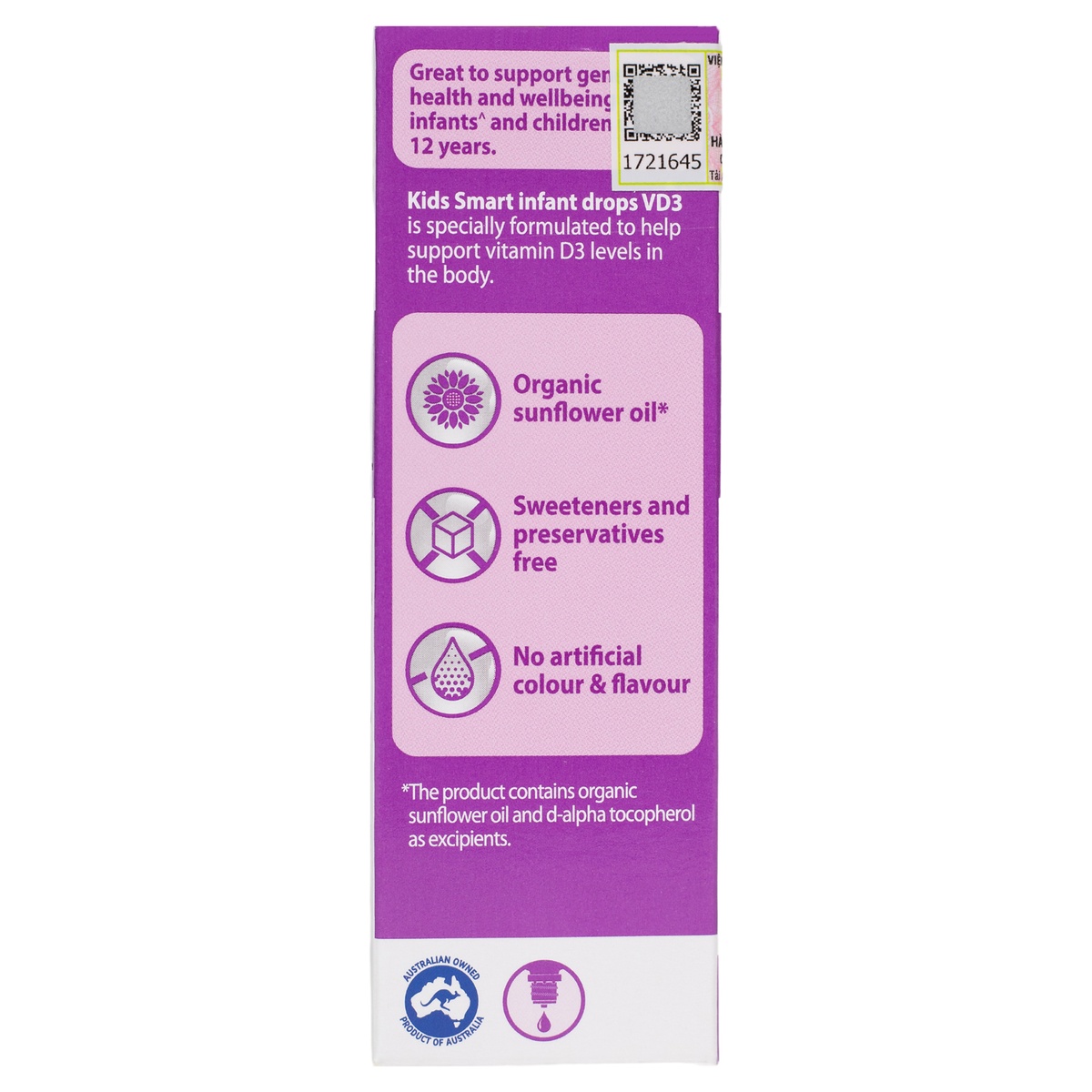 Thực phẩm bảo vệ sức khỏe Nature’s Way Kids Smart Infant Drops vitamin D3 - mặt trái