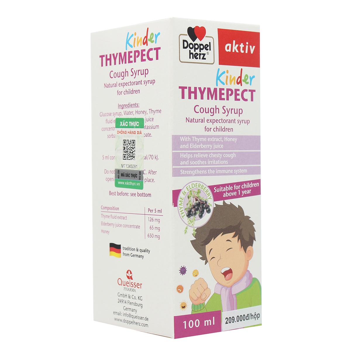 Siro trị ho Thymepect for kids 100ml nhập khẩu Đức - mặt sau