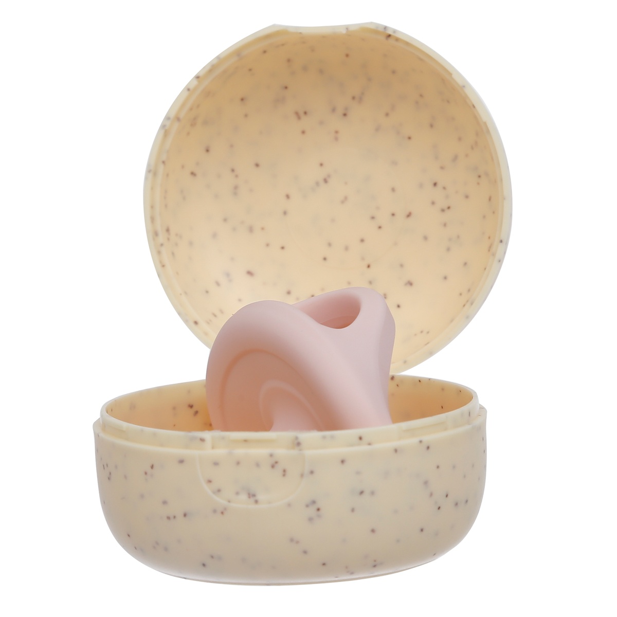 Ti ngậm silicone Moyuum kèm hộp Stage 1 (Hồng) cho bé 1-3M - mặt phải