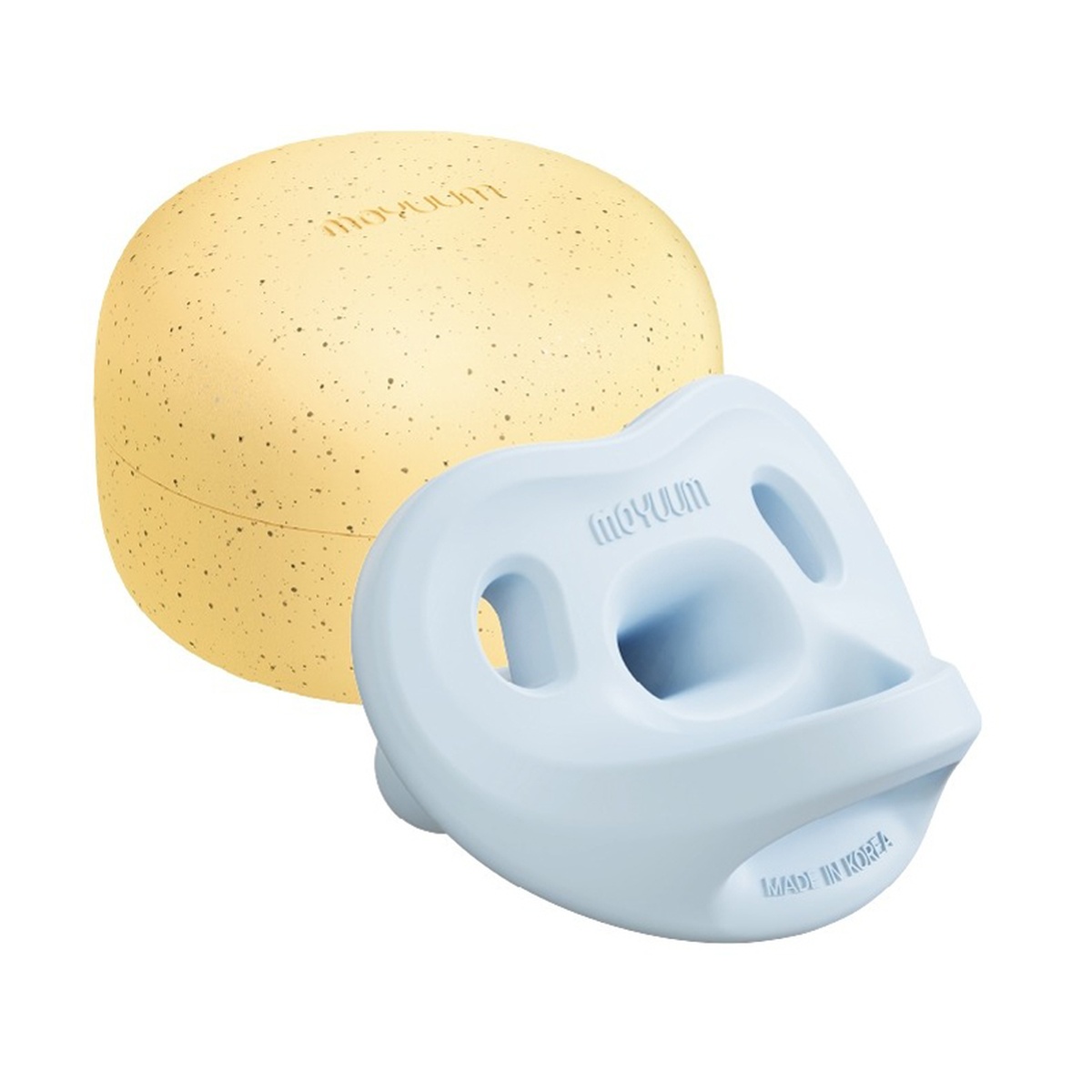 Ti ngậm silicone Moyuum kèm hộp Stage 1 (Xanh) cho bé 1-3M - mặt trước