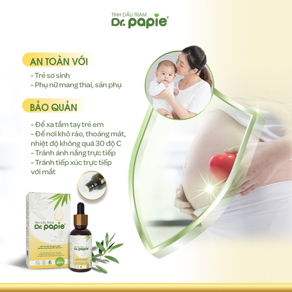Tinh dầu tràm Dr Papie 30ml - mặt sau