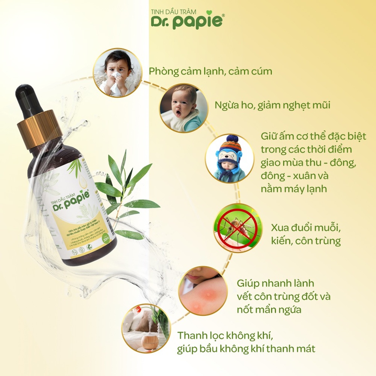 Tinh dầu tràm Dr Papie 30ml - góc nghiêng