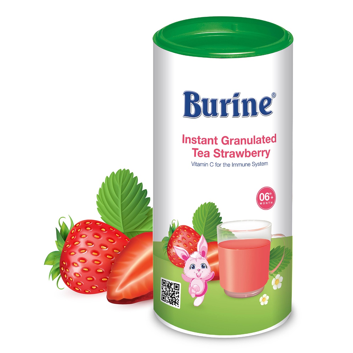 Trà cốm hoa quả Burine vị Dâu tây 200g - mặt trái