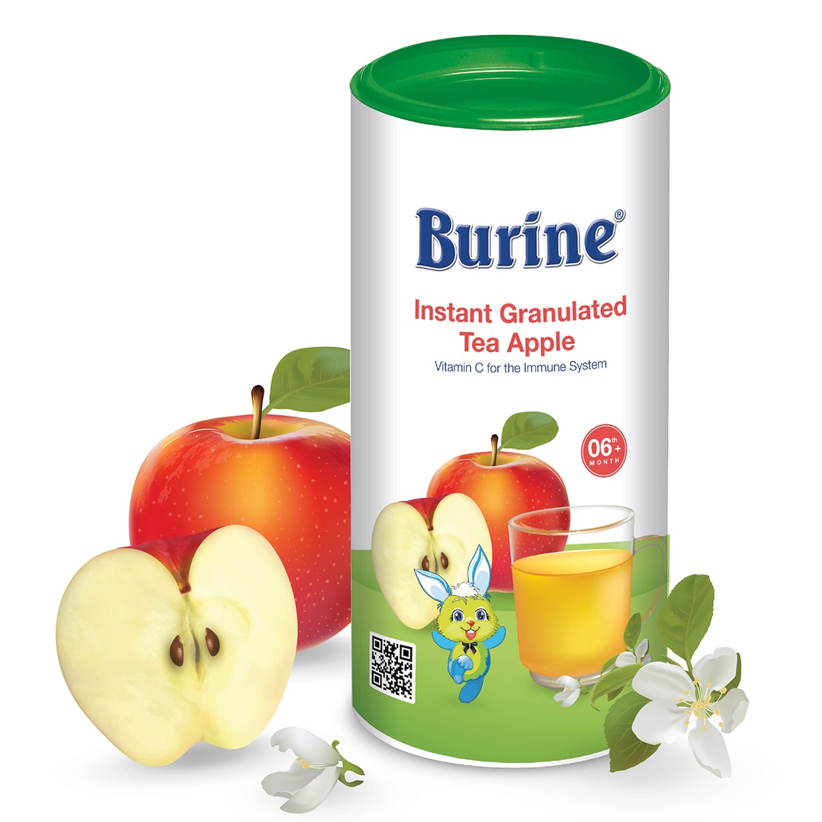 Trà cốm hoa quả Burine vị Táo tây 200g - mặt trái