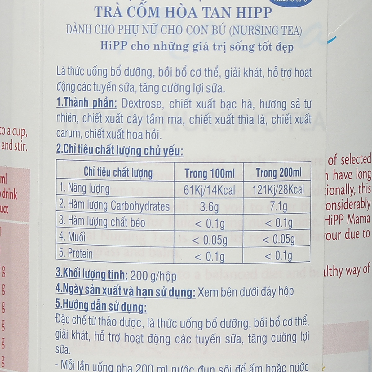 Trà dinh dưỡng dành cho sản phụ HiPP 2342 (200g) - góc nghiêng