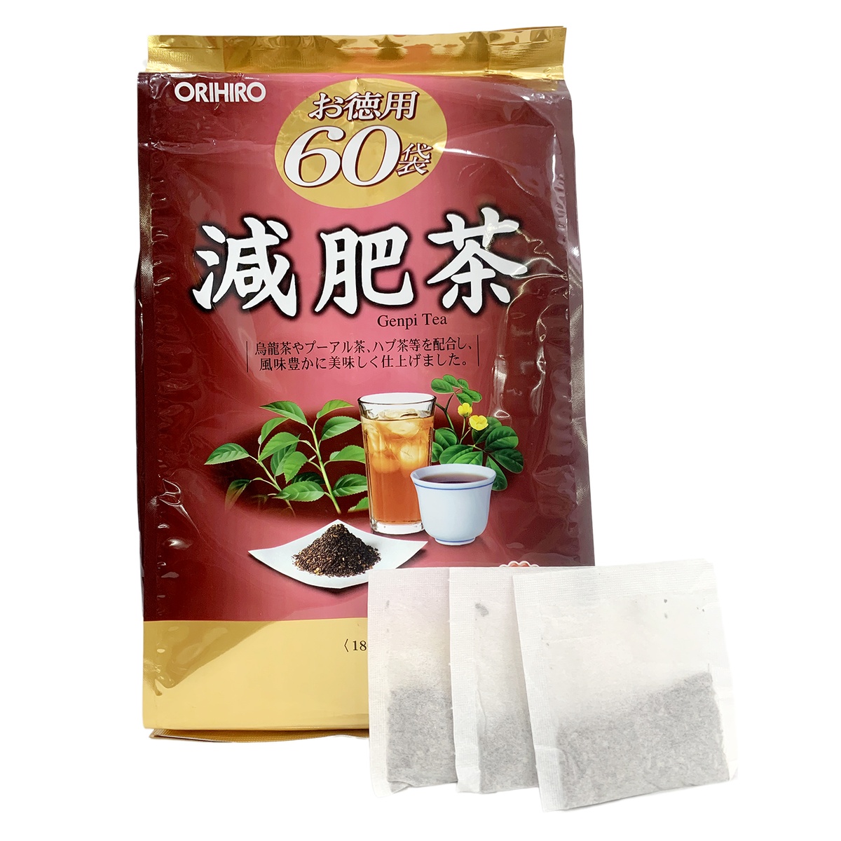 Trà giảm mỡ bụng Genpi Orihiro Nhật Bản (60 gói x 3g) - mặt phải